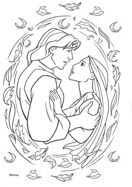 coloriage pocahontas et john smith